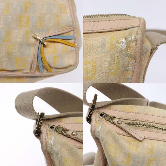 FENDI Zucchino Canvas Shoulder Bag Beige Gold - Picture 11 of 13